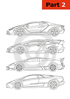 Vector set of cars